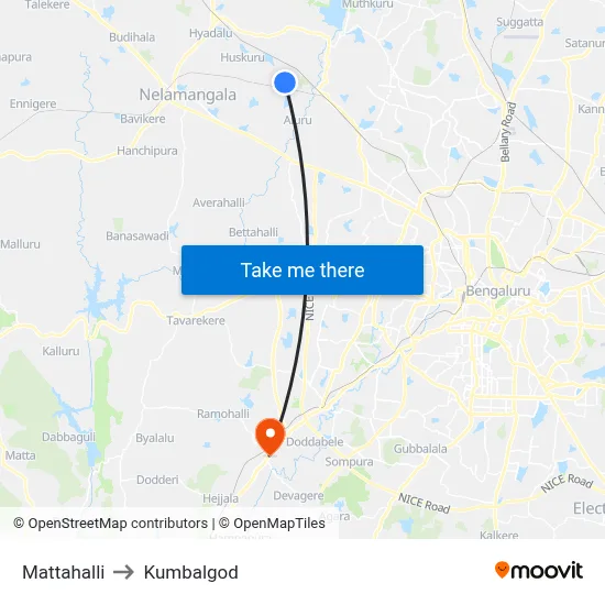 Mattahalli to Kumbalgod map