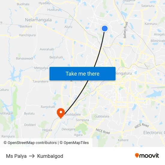 Ms Palya to Kumbalgod map