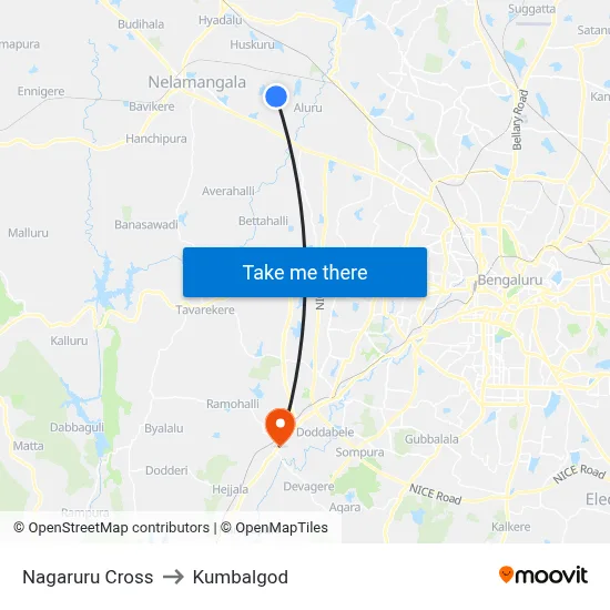 Nagaruru Cross to Kumbalgod map