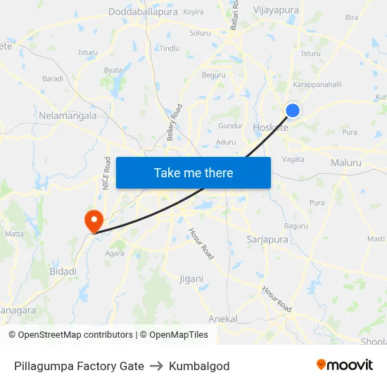 Pillagumpa Factory Gate to Kumbalgod map
