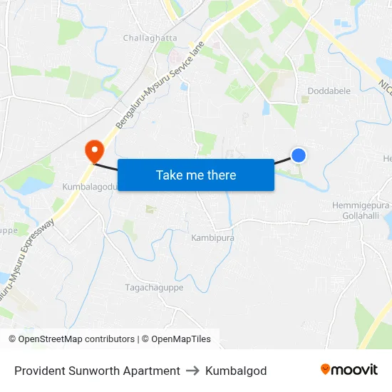 Provident Sunworth Apartment to Kumbalgod map