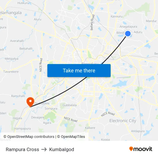 Rampura Cross to Kumbalgod map