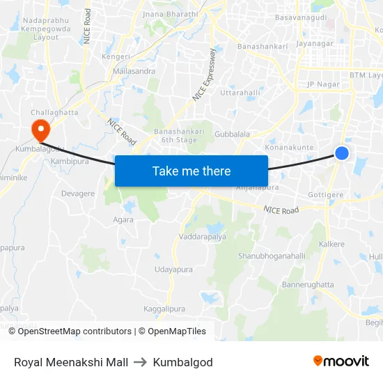 Royal Meenakshi Mall to Kumbalgod map