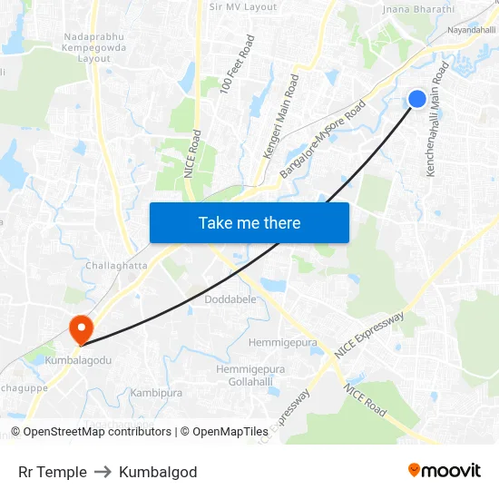 Rr Temple to Kumbalgod map