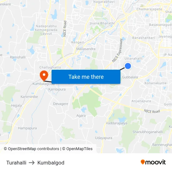 Turahalli to Kumbalgod map