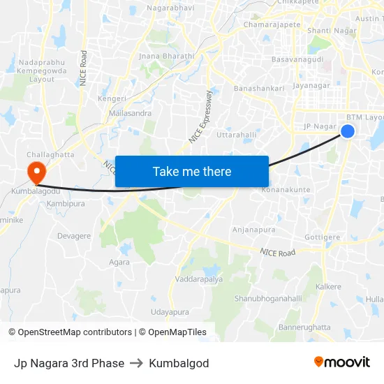 Jp Nagara 3rd Phase to Kumbalgod map