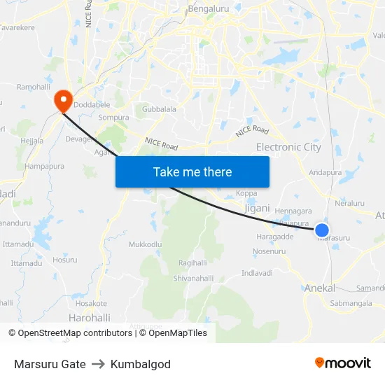 Marsuru Gate to Kumbalgod map