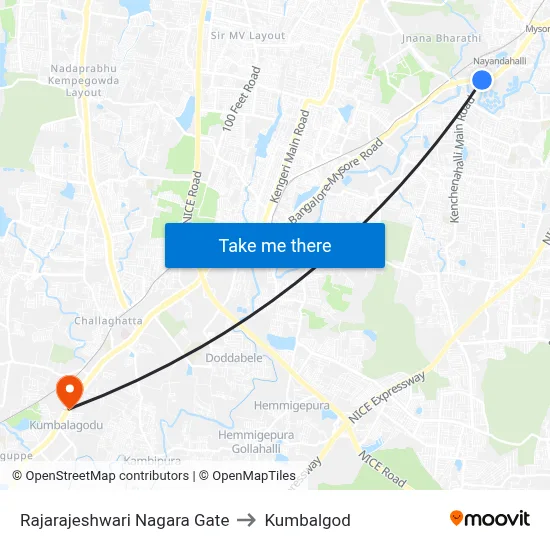 Rajarajeshwari Nagara Gate to Kumbalgod map