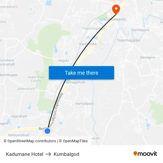 Kadumane Hotel to Kumbalgod map