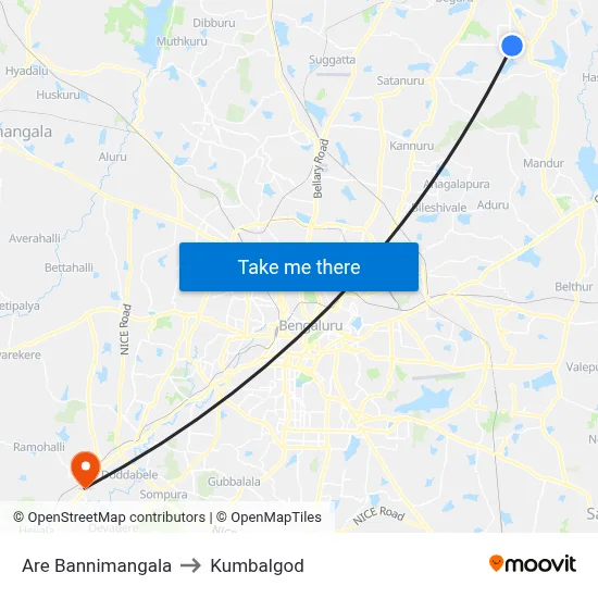 Are Bannimangala to Kumbalgod map