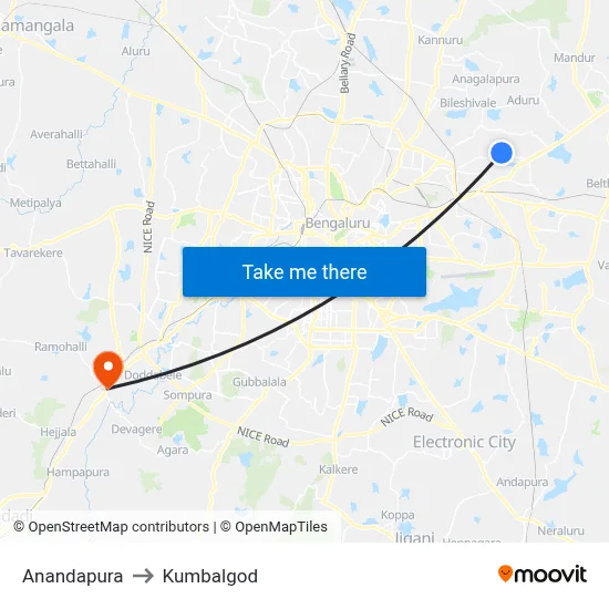 Anandapura to Kumbalgod map