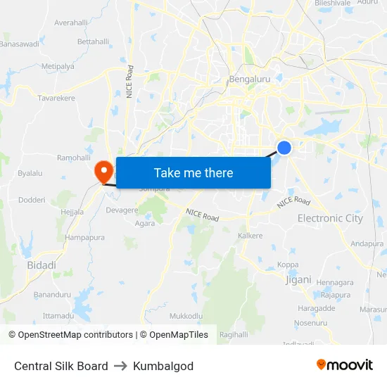 Central Silk Board to Kumbalgod map