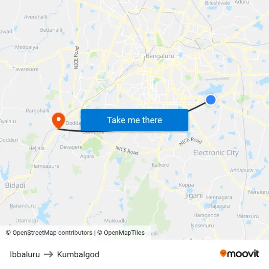 Ibbaluru to Kumbalgod map