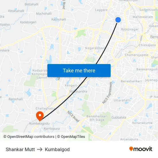 Shankar Mutt to Kumbalgod map