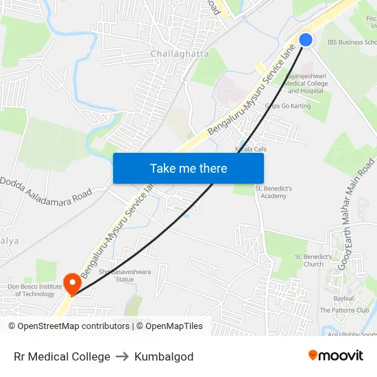 Rr Medical College to Kumbalgod map