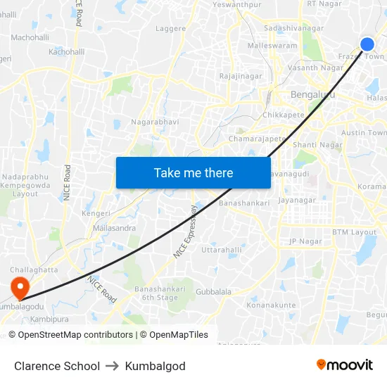 Clarence School to Kumbalgod map