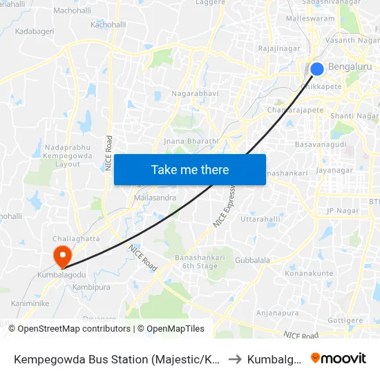 Kempegowda Bus Station (Majestic/Kbs) to Kumbalgod map