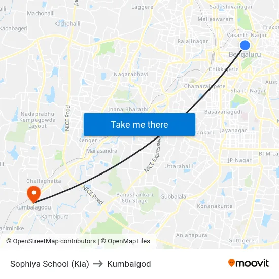 Sophiya School (Kia) to Kumbalgod map