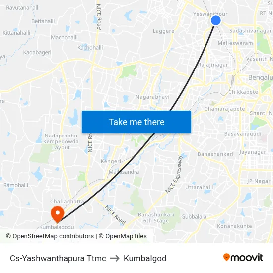 Cs-Yashwanthapura Ttmc to Kumbalgod map