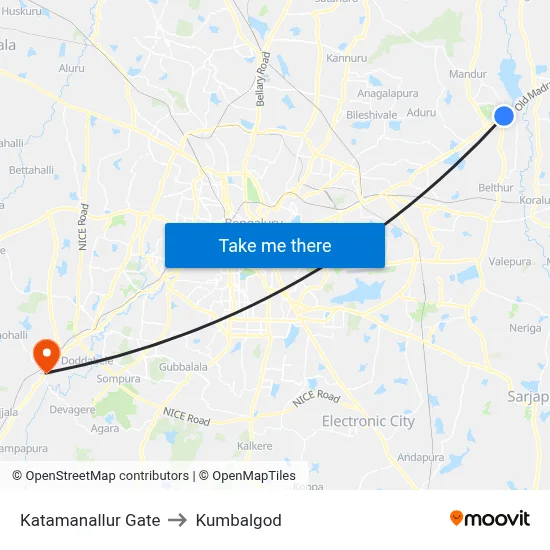 Katamanallur Gate to Kumbalgod map