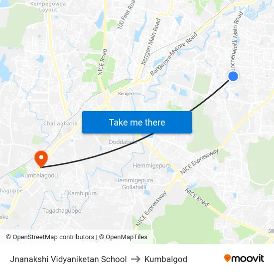 Jnanakshi Vidyaniketan School to Kumbalgod map