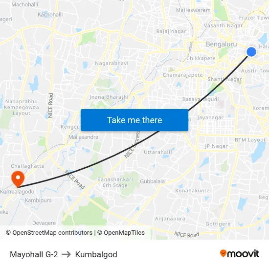 Mayohall G-2 to Kumbalgod map