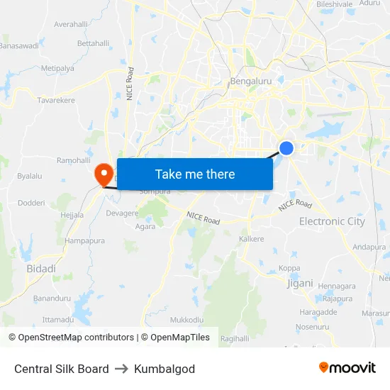 Central Silk Board to Kumbalgod map