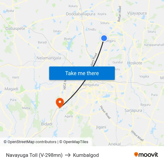 Navayuga Toll (V-298mn) to Kumbalgod map