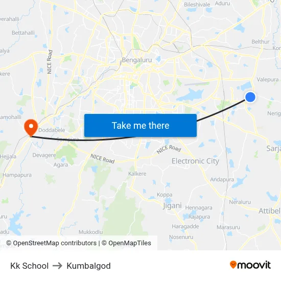 Kk School to Kumbalgod map