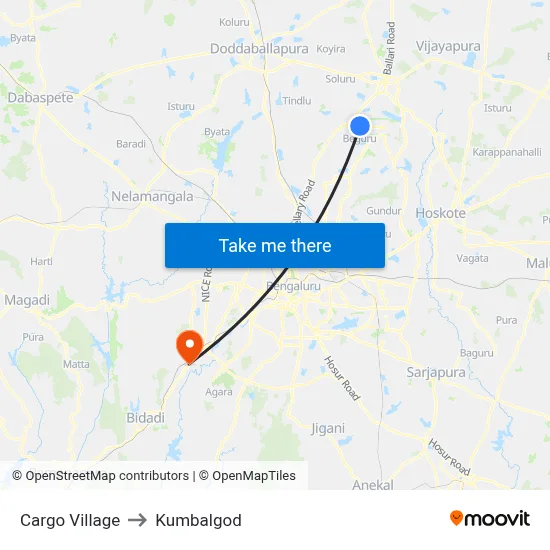 Cargo Village to Kumbalgod map