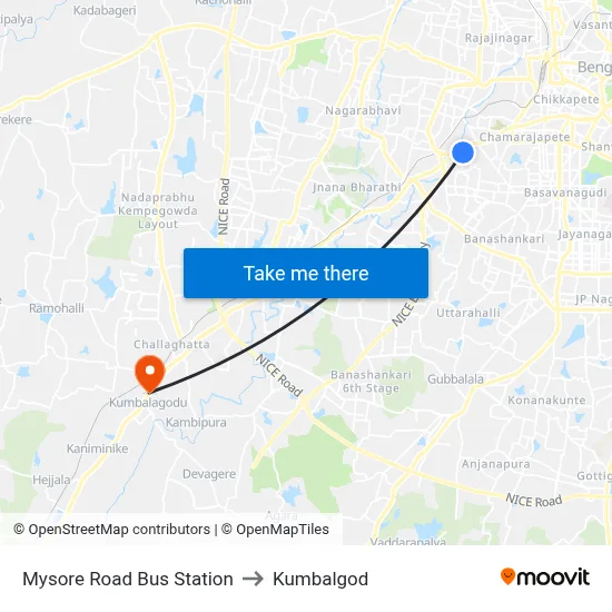 Mysore Road Bus Station to Kumbalgod map