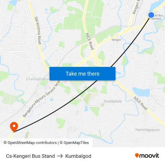 Cs-Kengeri Bus Stand to Kumbalgod map