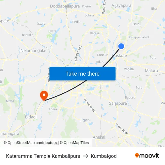 Kateramma Temple Kambalipura to Kumbalgod map