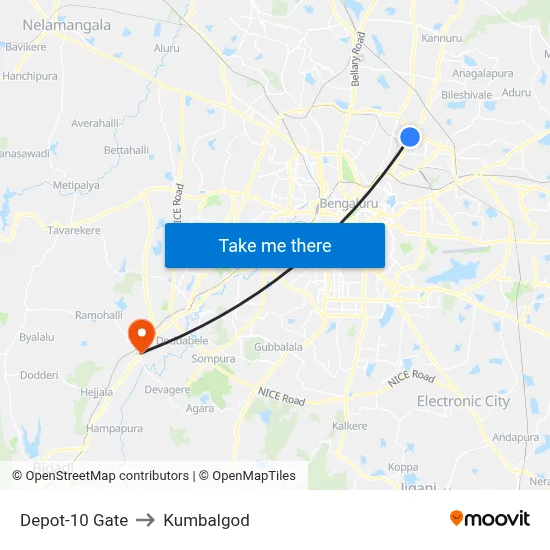 Depot-10 Gate to Kumbalgod map