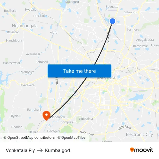 Venkatala Fly to Kumbalgod map