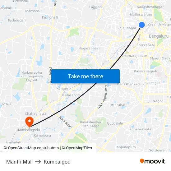 Mantri Mall to Kumbalgod map