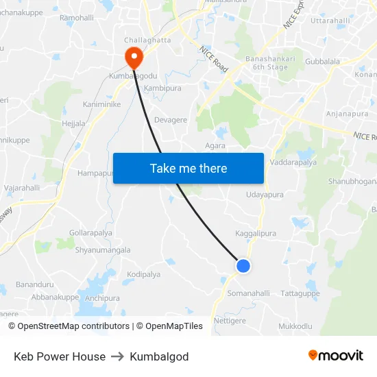 Keb Power House to Kumbalgod map