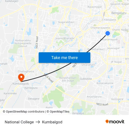 National College to Kumbalgod map