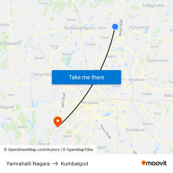 Yamrahalli Nagara to Kumbalgod map