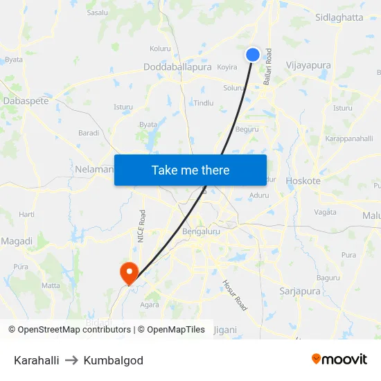 Karahalli to Kumbalgod map