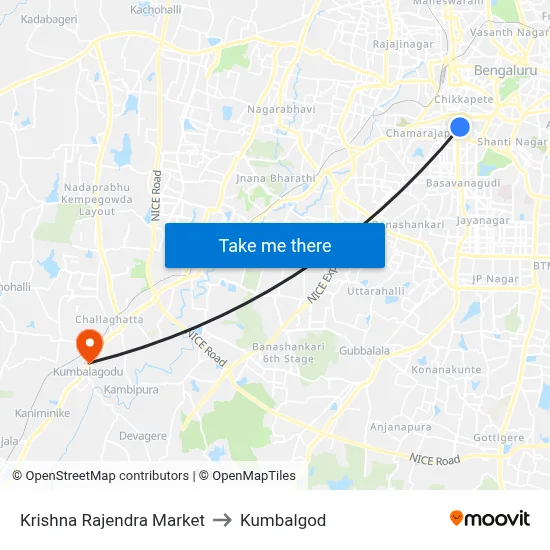 Krishna Rajendra Market to Kumbalgod map