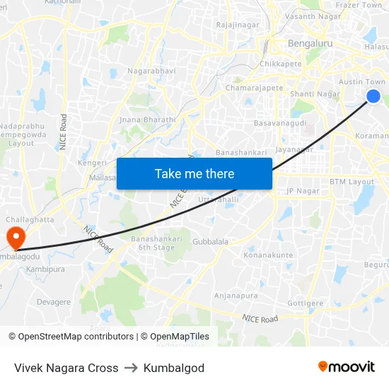 Vivek Nagara Cross to Kumbalgod map