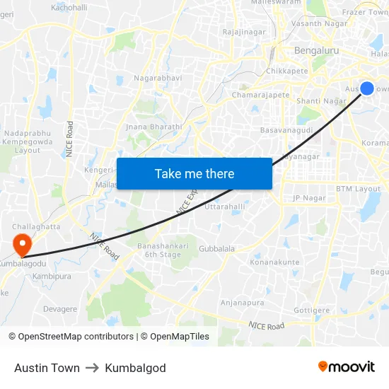 Austin Town to Kumbalgod map