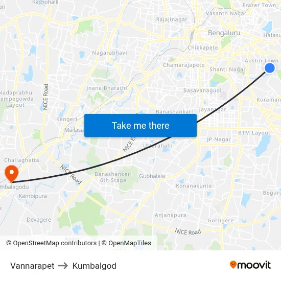 Vannarapet to Kumbalgod map