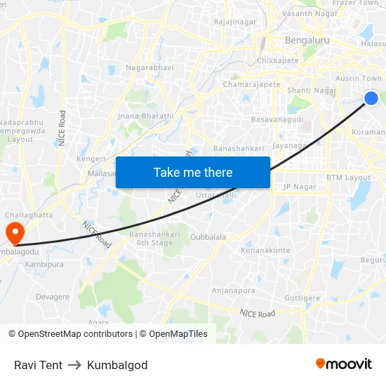 Ravi Tent to Kumbalgod map