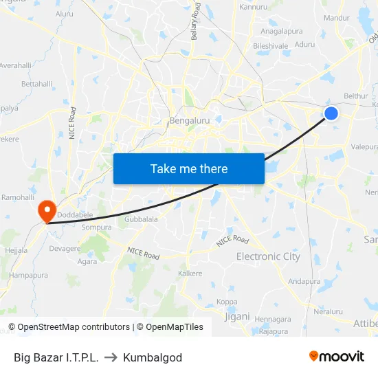 Big Bazar I.T.P.L. to Kumbalgod map