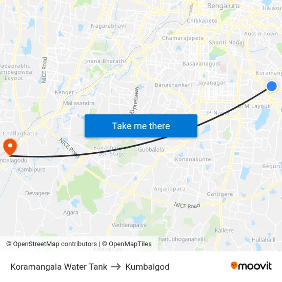 Koramangala Water Tank to Kumbalgod map