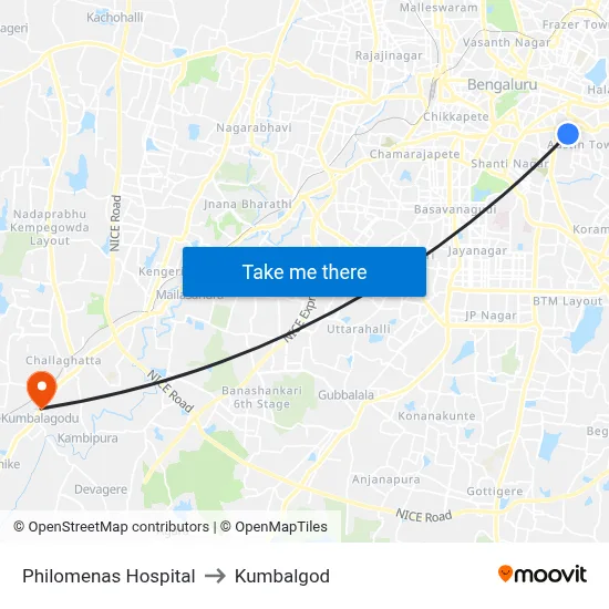 फिलोमेना हॉस्पिटल to कुंबलगोड map