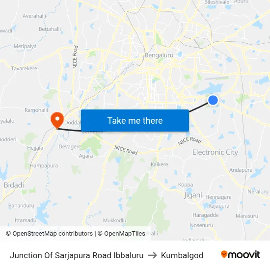 Junction Of Sarjapura Road Ibbaluru to Kumbalgod map