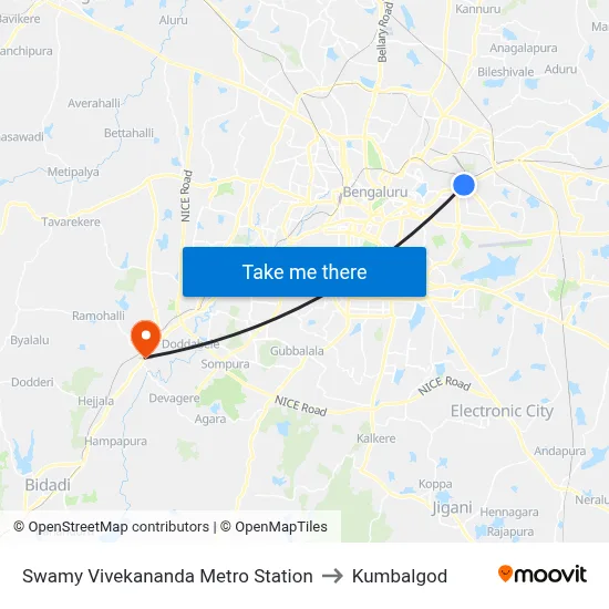 Swamy Vivekananda Metro Station to Kumbalgod map